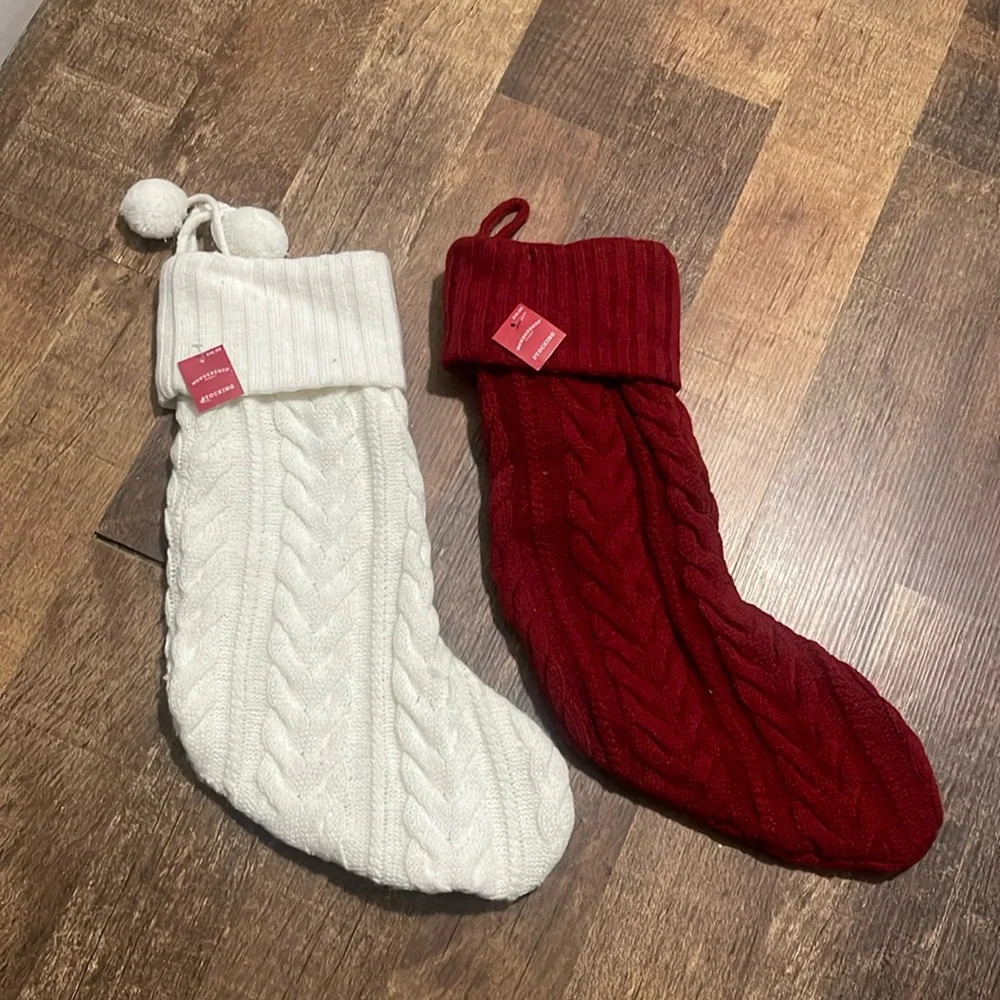 Wondershop 2 Piece Red & White Sweater Stockings
